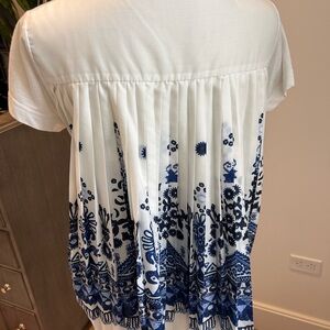 Sacai White and Blue Floral Top